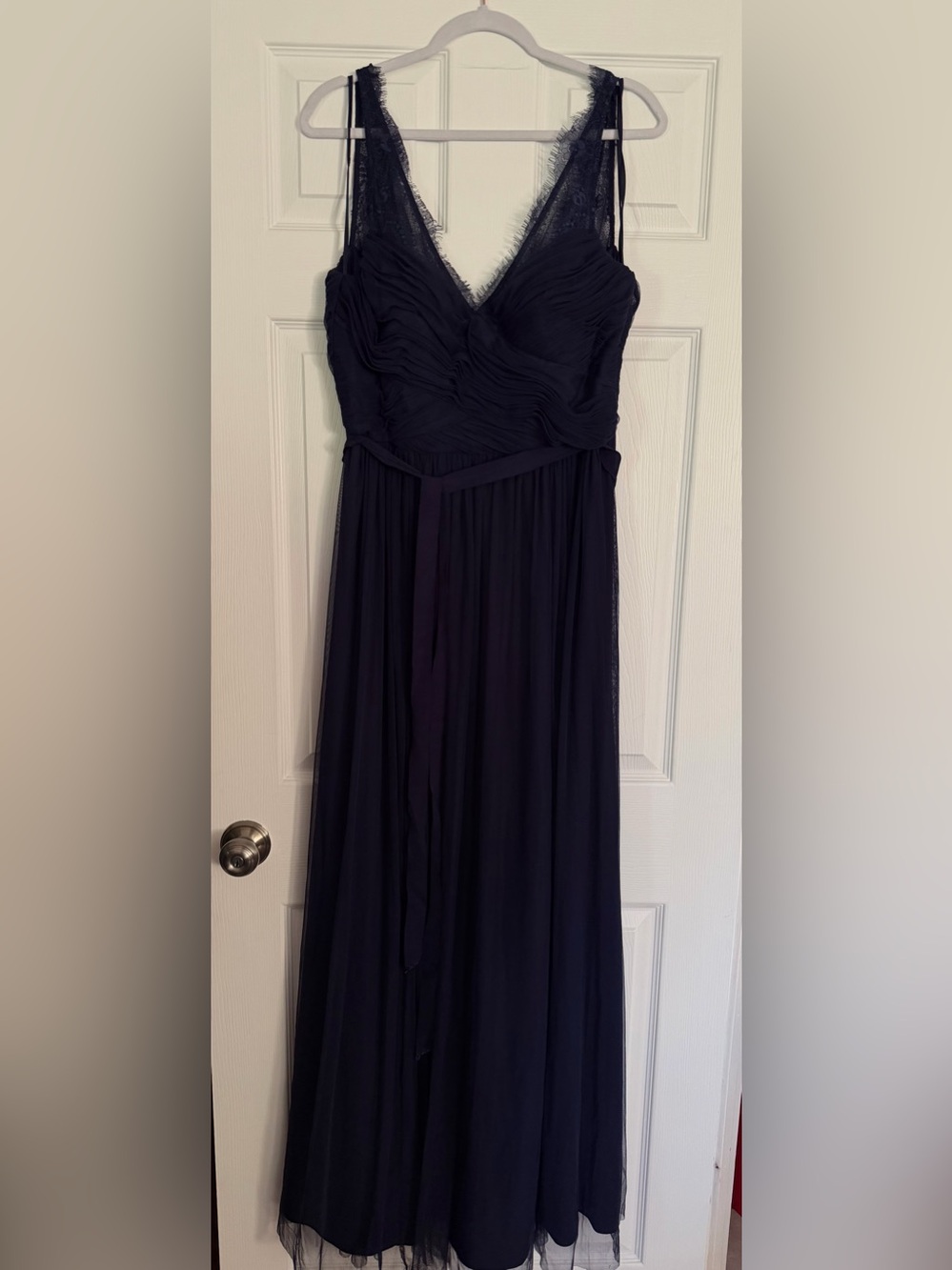 Women's Navy Blue Evening Dress - Elegant Chiffon Gown